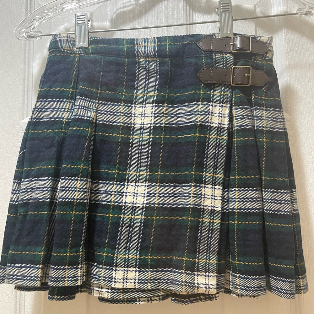 Ralph Lauren Plaid Pleated Skirt with Buckle Detail